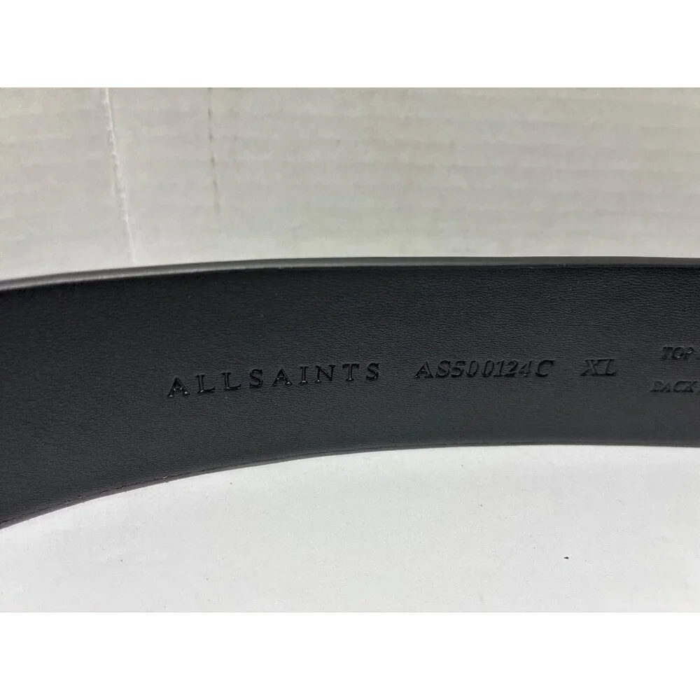 ALLSAINTS MEN'S GENUINE LEATHER BLACK BELT SIZE XL BLACK BUCKLE